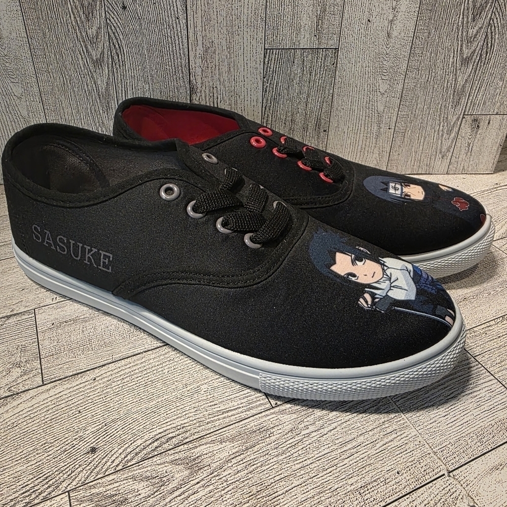 Naruto Sasuke Black Anime-Inspired Sneakers for Men Size 8